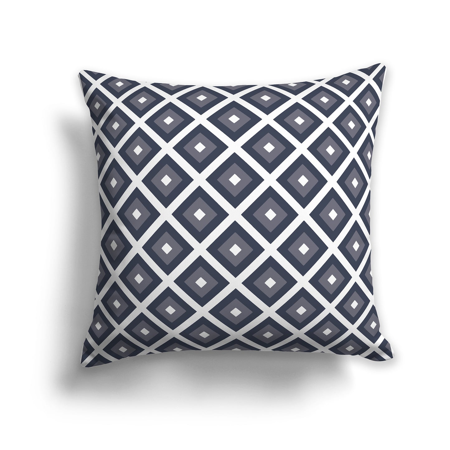 16 inch Throw Pillow with Dark Blue, Dark Grey and White Square Repeat Pattern