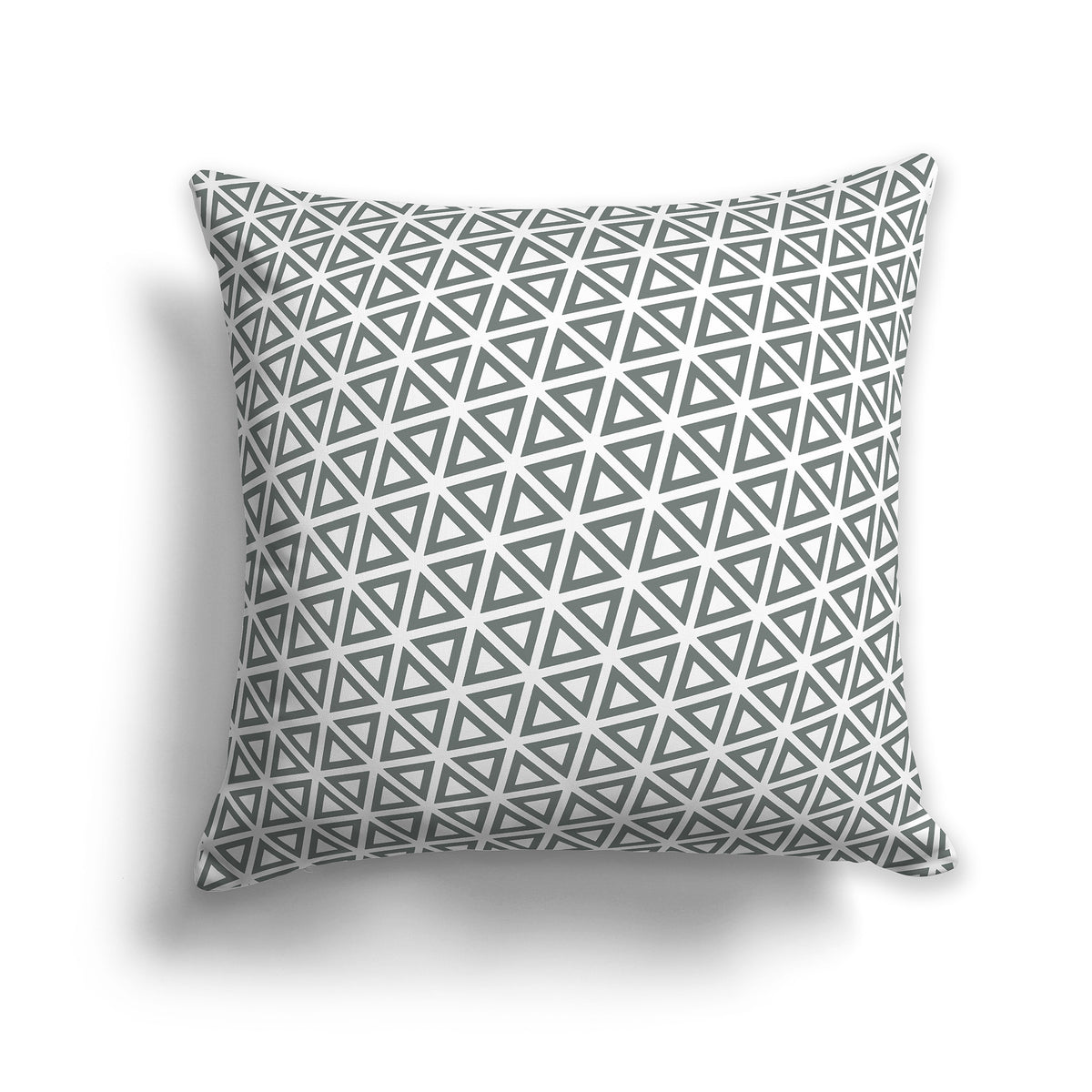 White Throw Pillow with Green Triangle Pattern on Both Sides | Faux Suede | 26 x 26 inches