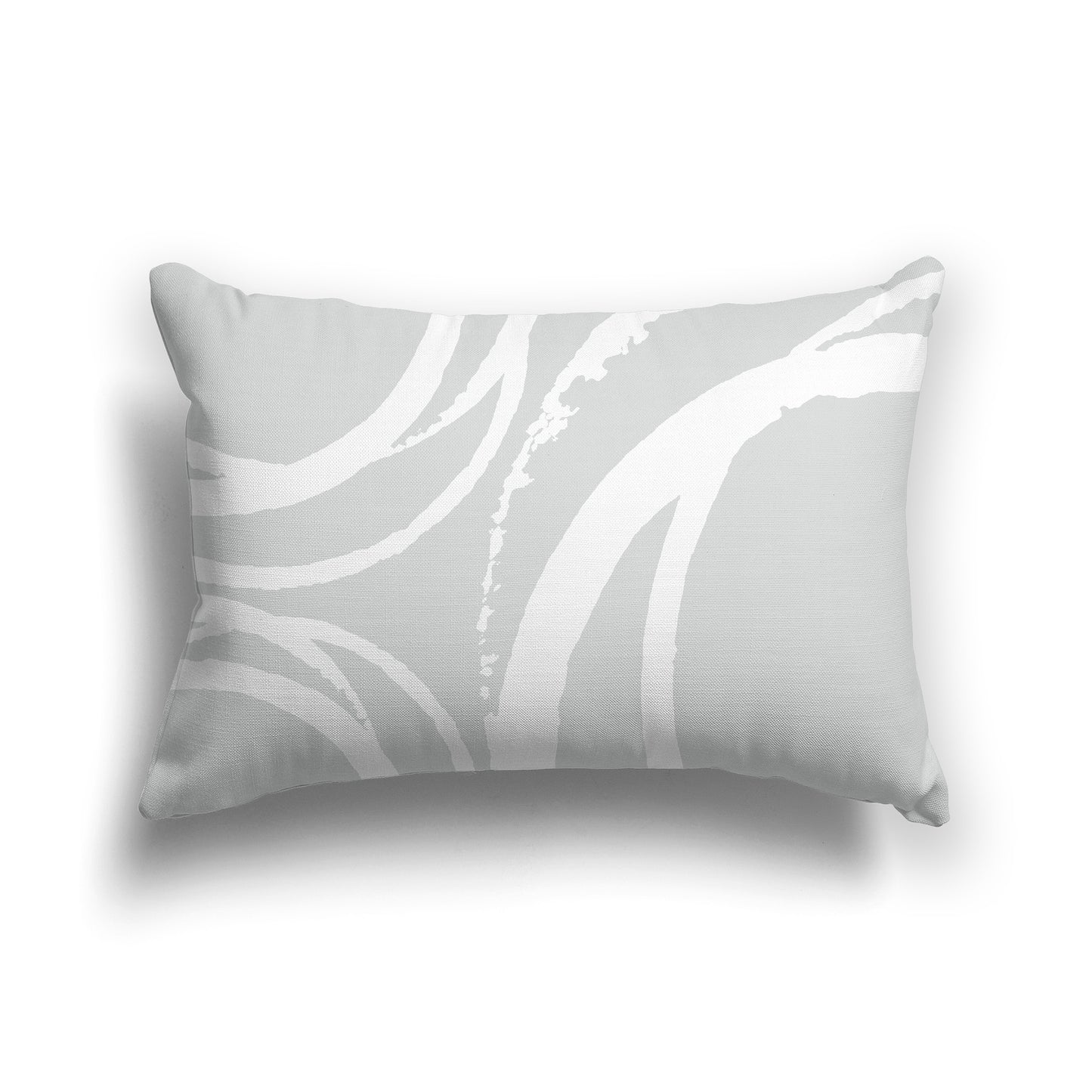 Pale Grey Lumbar Throw Pillow with White Abstract Circles
