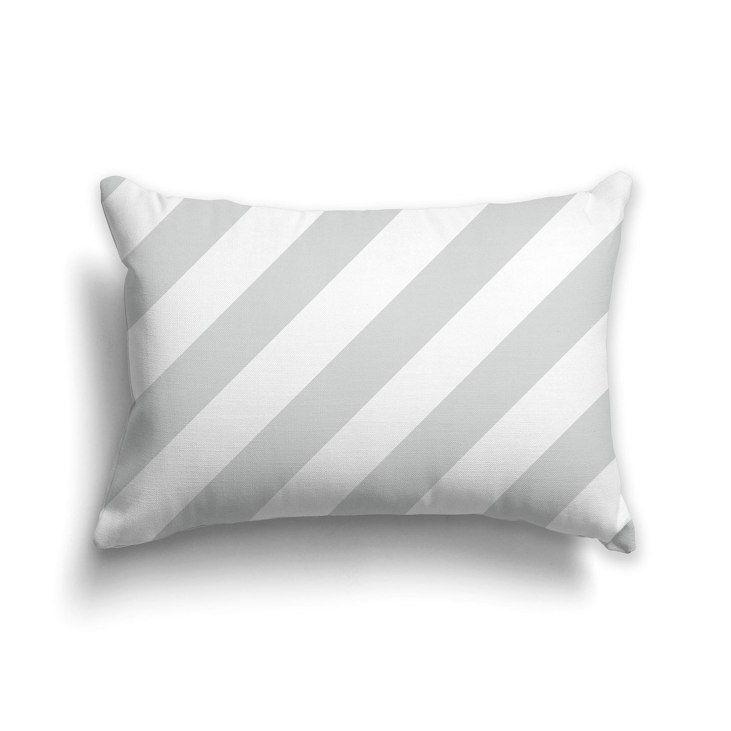 Lumbar Throw Pillow with Pale Grey and White Diagonal Bars