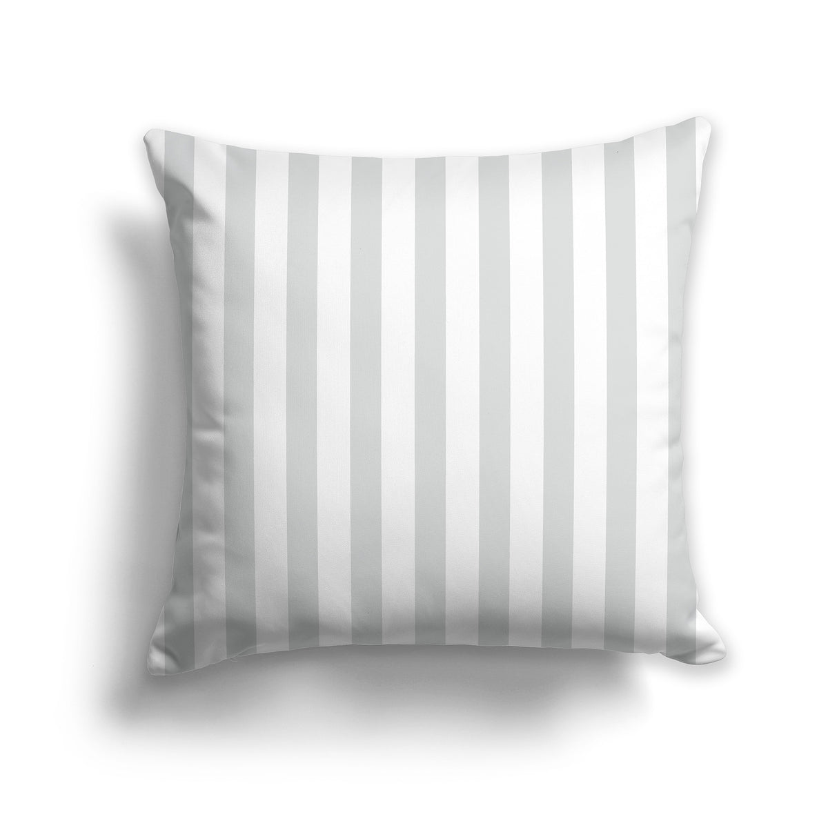 White Throw Pillow with Vertical Pale Grey Bars on Front | Faux Suede | 26 x 26 inches