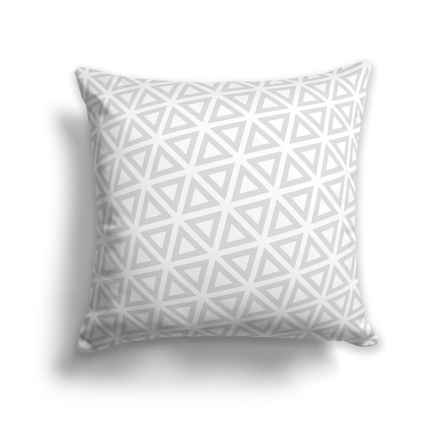 16 inch Throw Pillow with White and Pale Grey Triangle Repeat Pattern