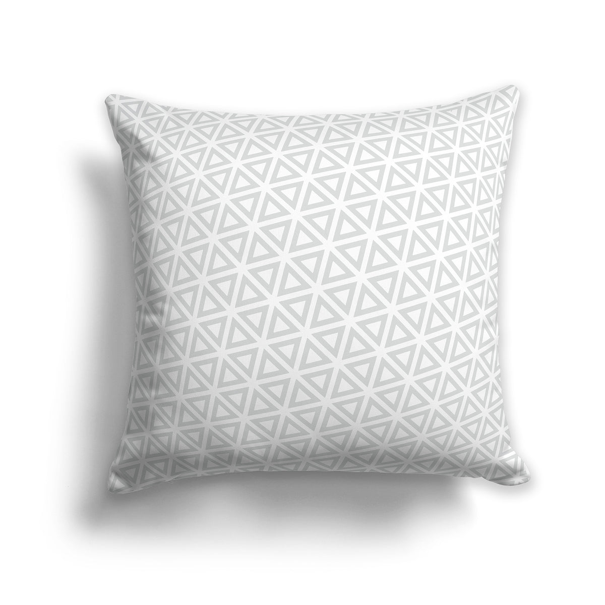 White Throw Pillow with Pale Grey Triangle Pattern on Both Sides | Faux Suede | 26 x 26 inches