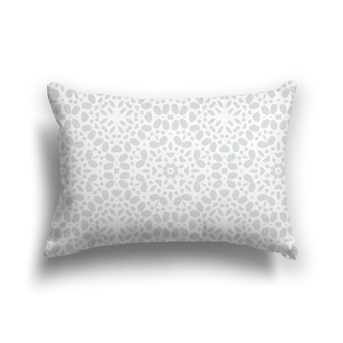 Lumbar White Throw Pillow with Fine Two-tone Pale Grey Circular Repeat Pattern