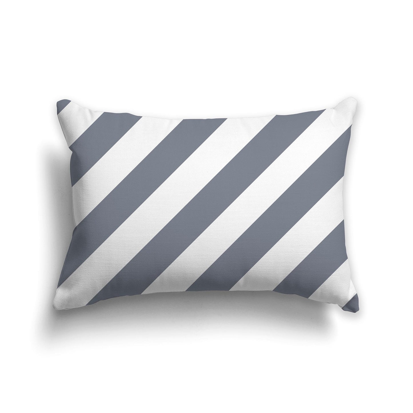 Lumbar Throw Pillow with Grey and White Diagonal Bars
