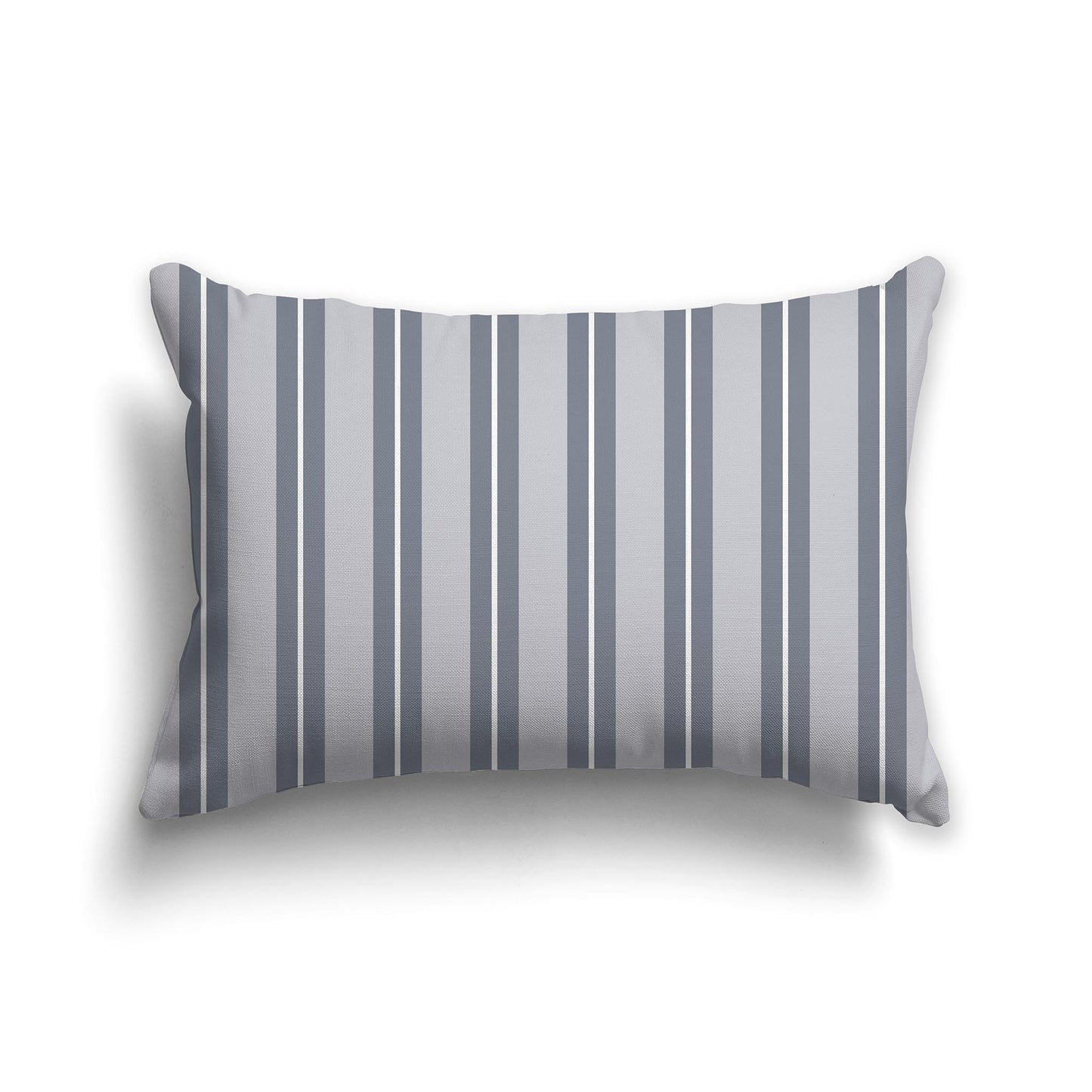 Light Grey Lumbar Throw Pillow with Grey and White Multistripe Pattern