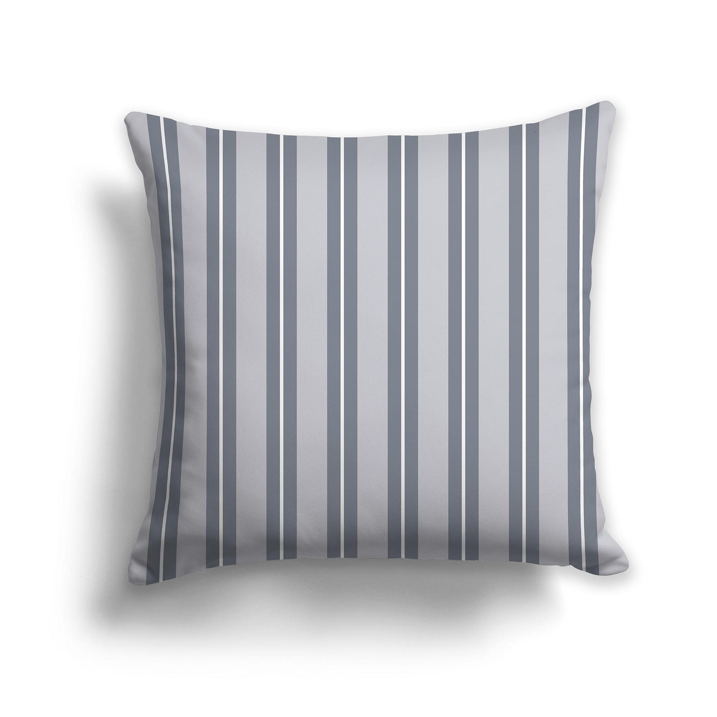 Light Grey Square Throw Pillow with Grey and White Multistripe Pattern