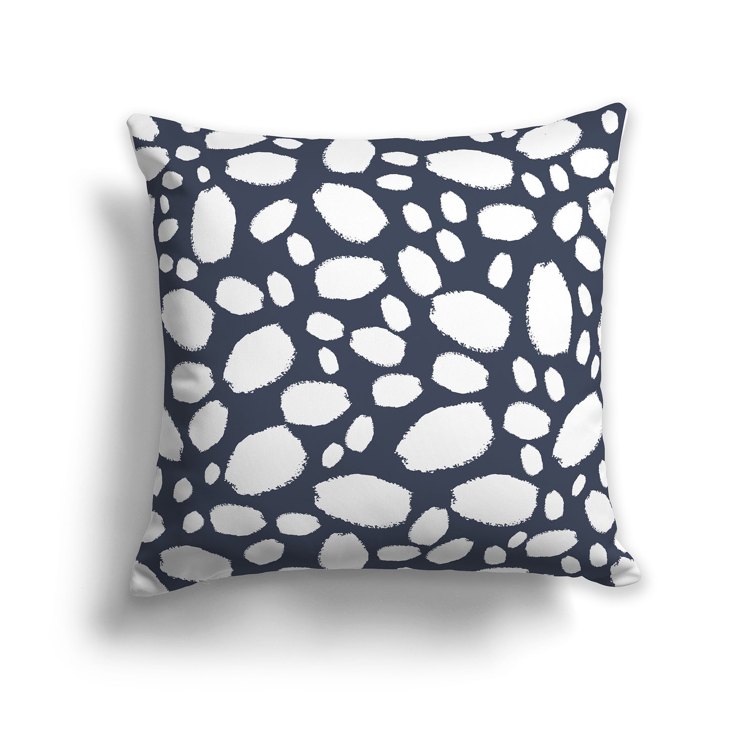 16 inch Throw Pillow with White and Dark Blue-grey Paint Dab Pattern