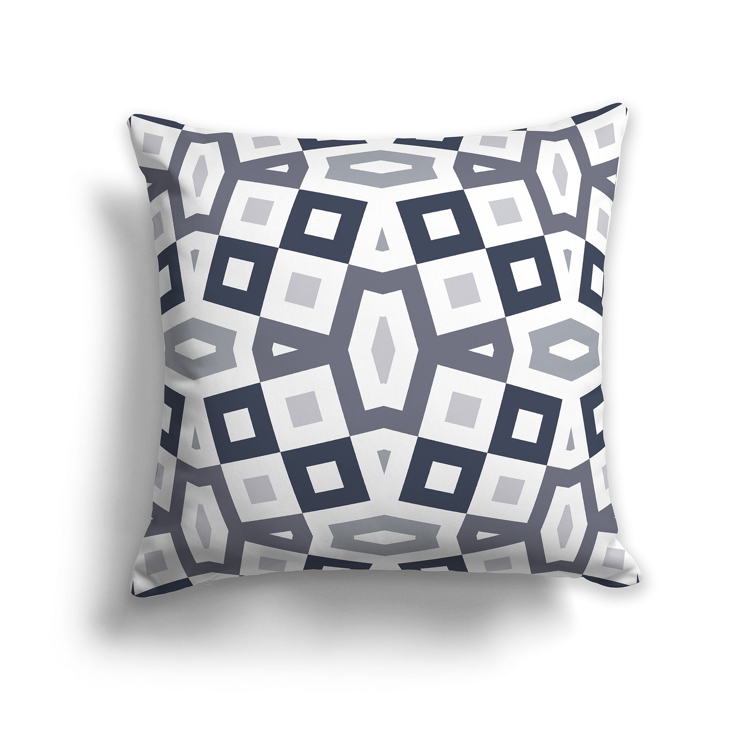 16 inch Throw Pillow with Dark Blue-grey, Grey and White Geometric Pattern