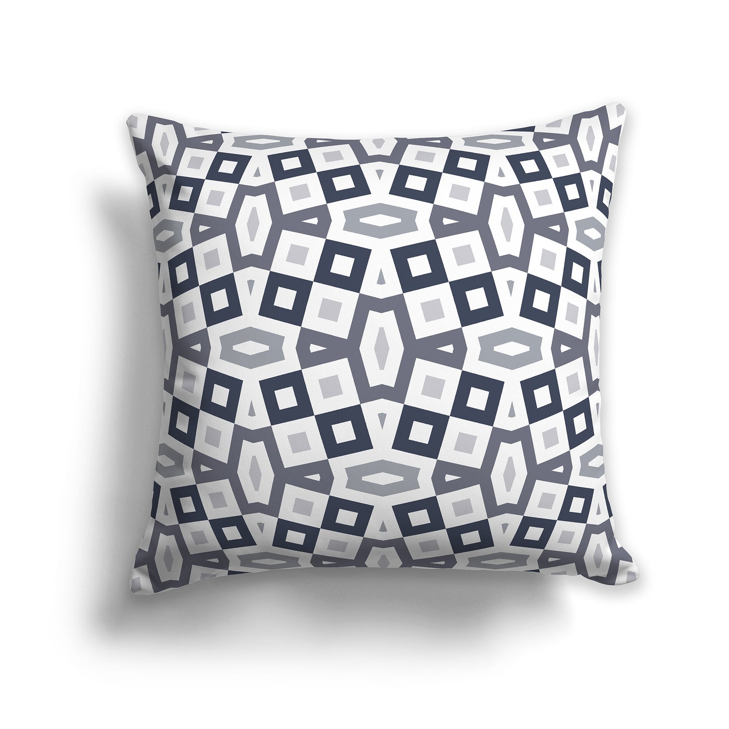 26 inch Throw Pillow with Dark Blue-grey, Grey and White Geometric Pattern