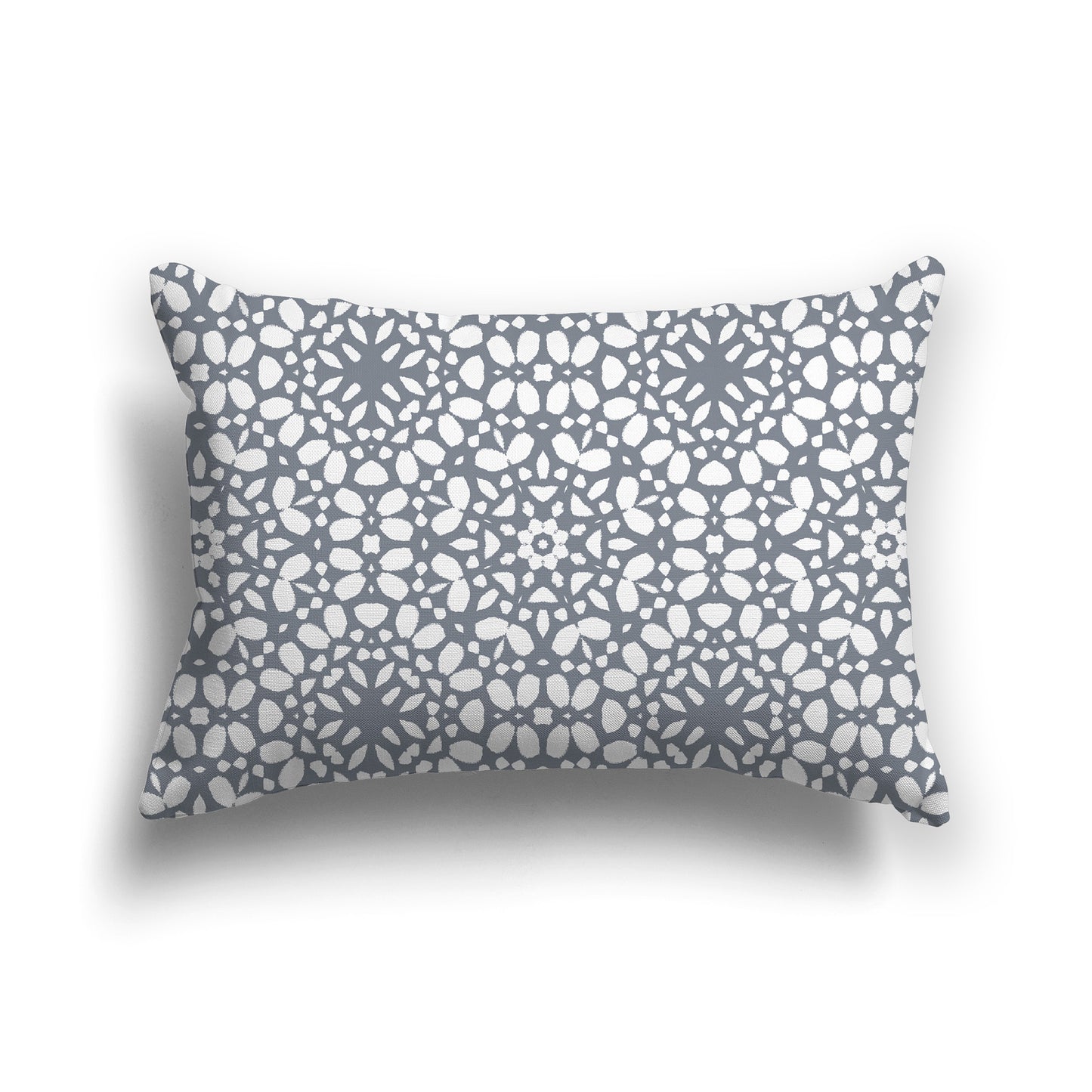 Lumbar Throw Pillow with Fine Grey and White Circular Repeat Pattern