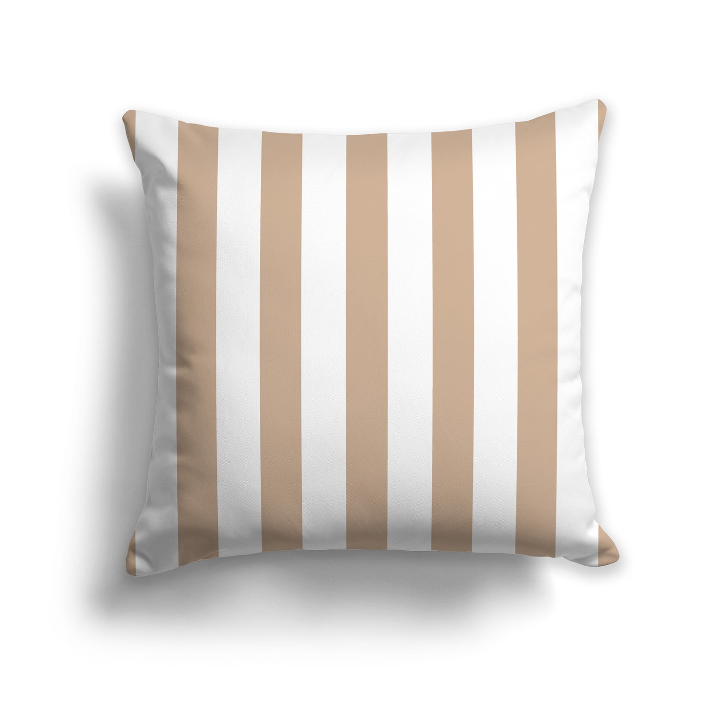 16 inch Throw Pillow with Caramel and White Vertical Bars