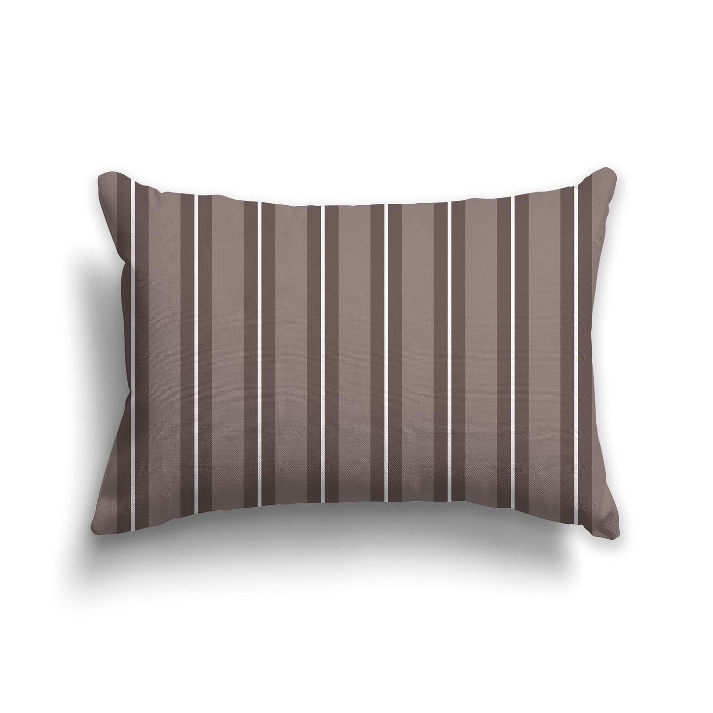 Medium Brown Lumbar Throw Pillow with Brown and White Multistripe Pattern