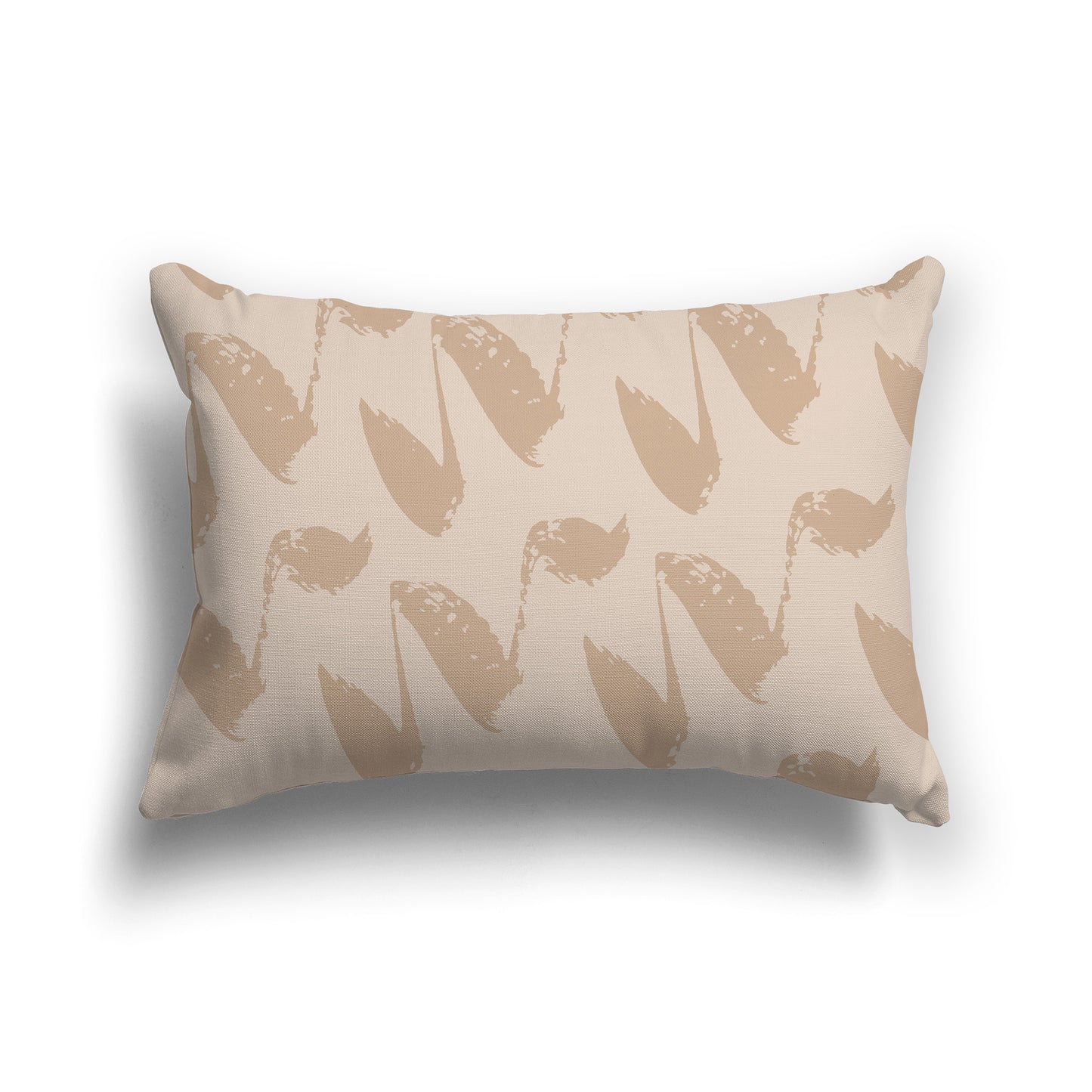 Lumbar Throw Pillow with Two-tone Caramel Squiggle Pattern
