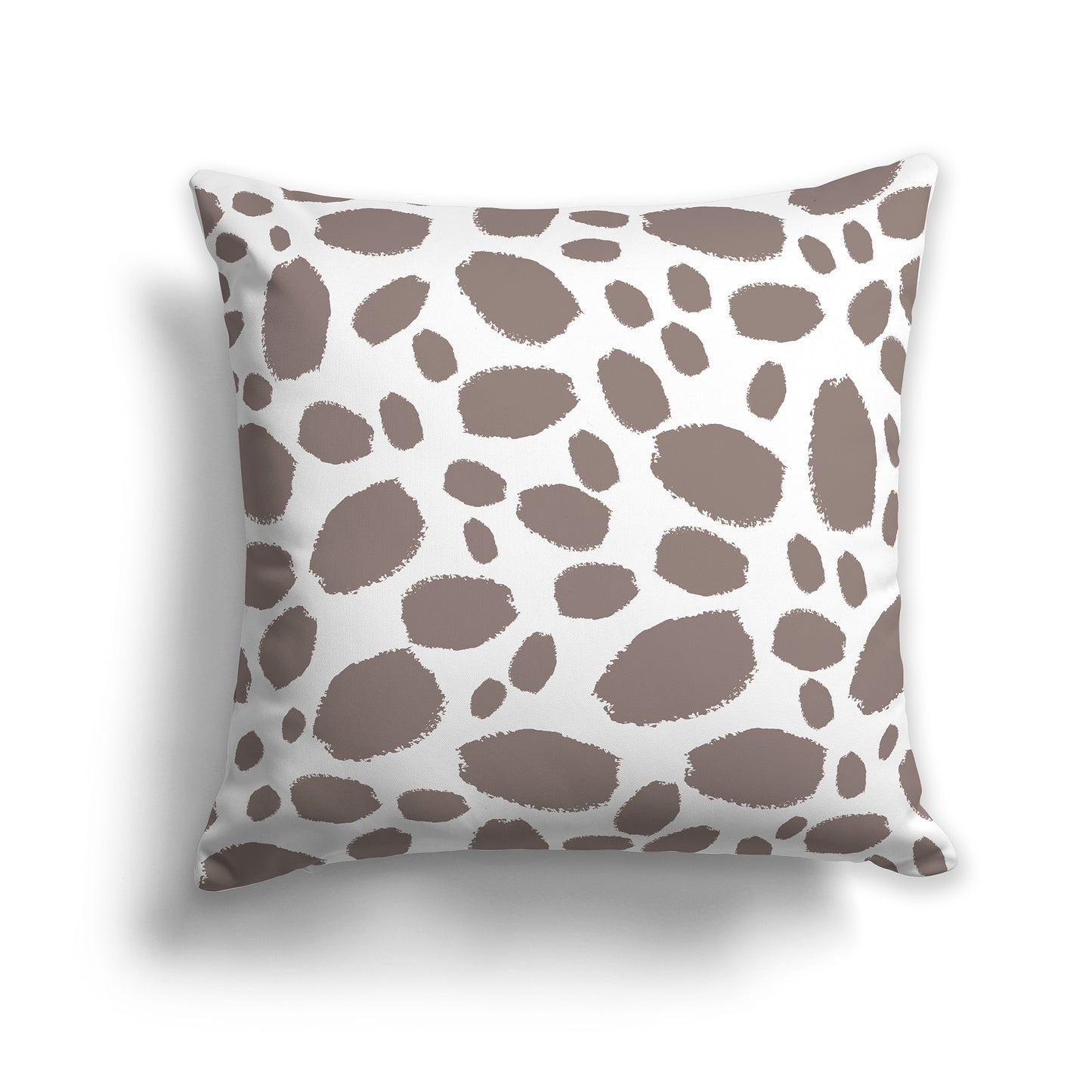 14 inch Throw Pillow with White and Brown Paint Dab Pattern