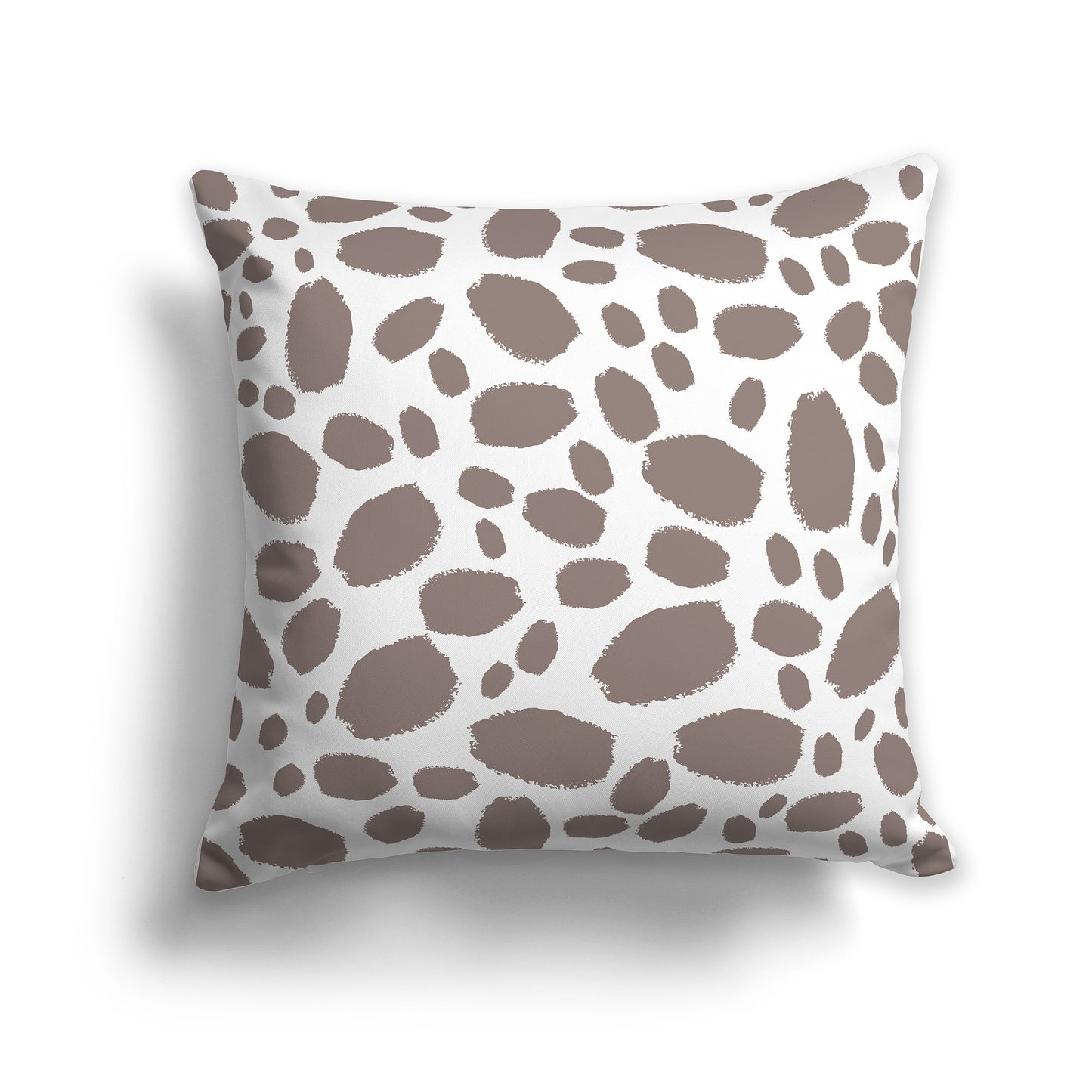 16 inch Throw Pillow with White and Brown Paint Dab Pattern