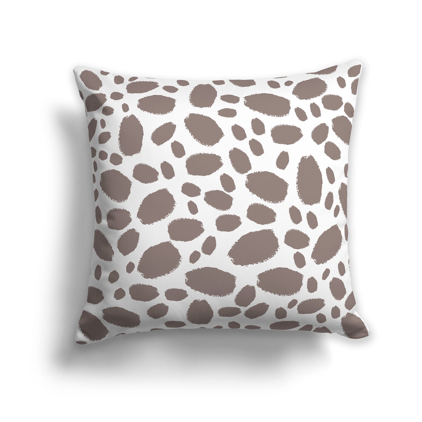 18 inch Throw Pillow with White and Brown Paint Dab Pattern