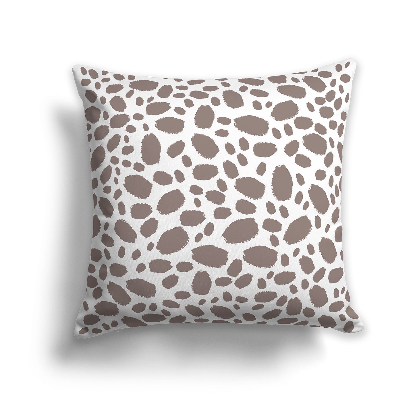 White Throw Pillow with Brown Paint Dabs on Both Sides | Faux Suede | 26 x 26 inches