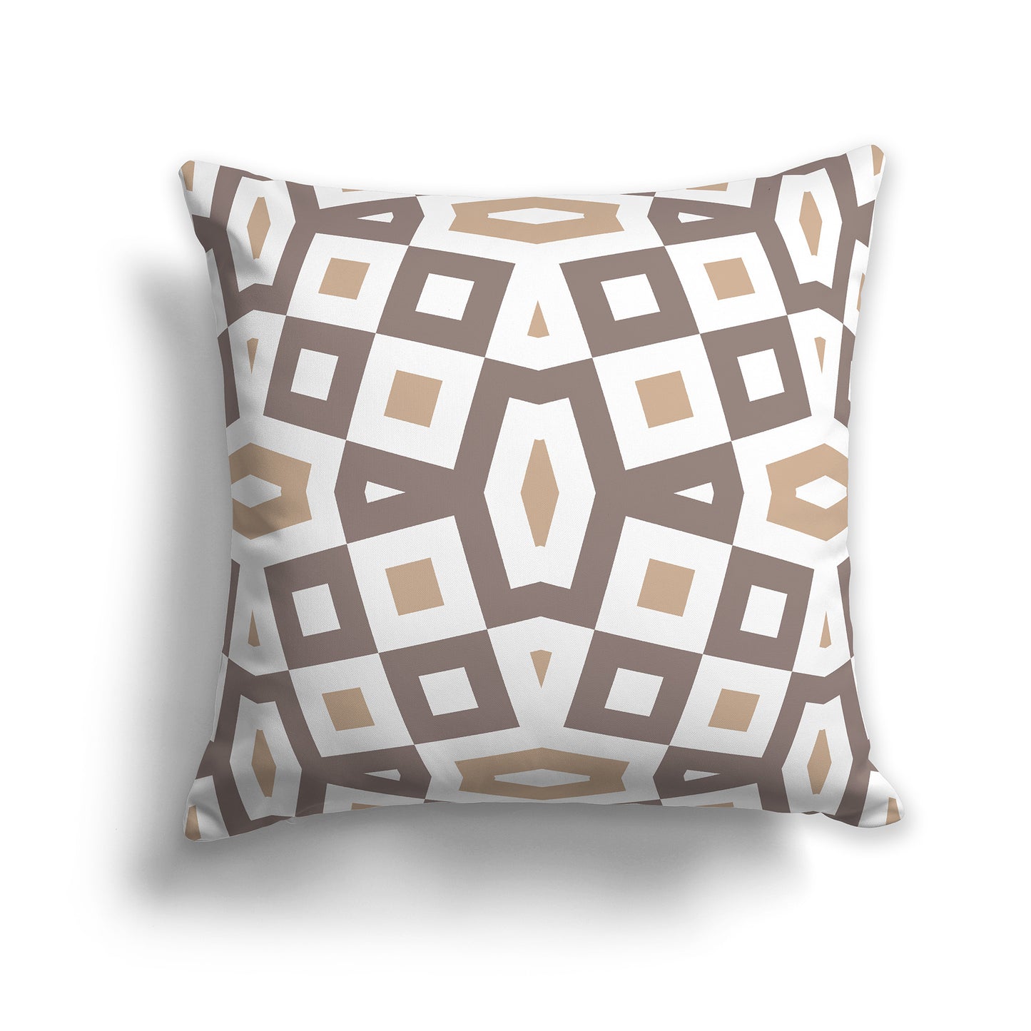 14 inch Throw Pillow with Brown, Caramel and White Geometric Pattern