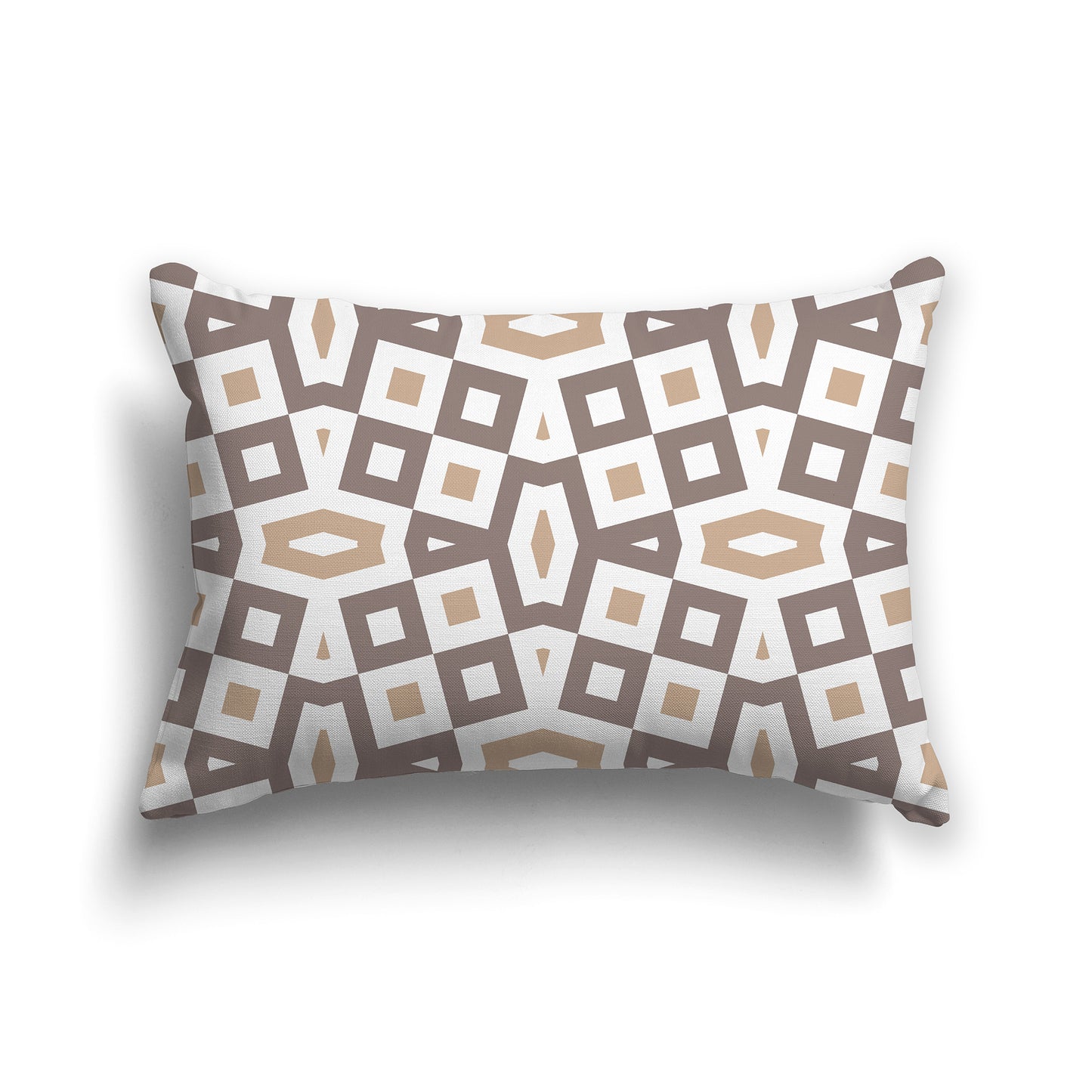 20x14 inch Lumbar Throw Pillow with Brown, Caramel and White Geometric Pattern