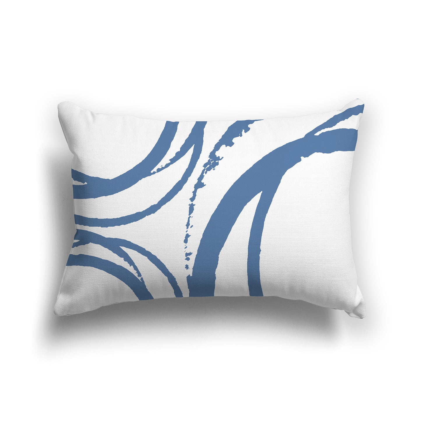 White Lumbar Throw Pillow with Blue Abstract Circles