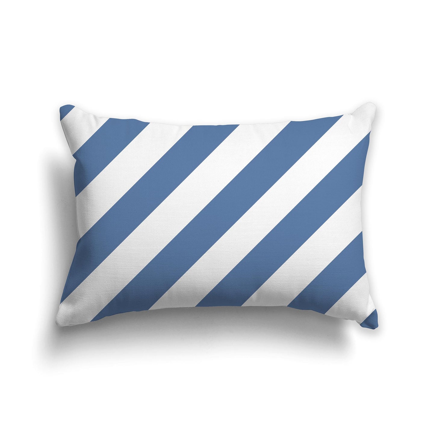 Lumbar Throw Pillow with Blue and White Diagonal Bars