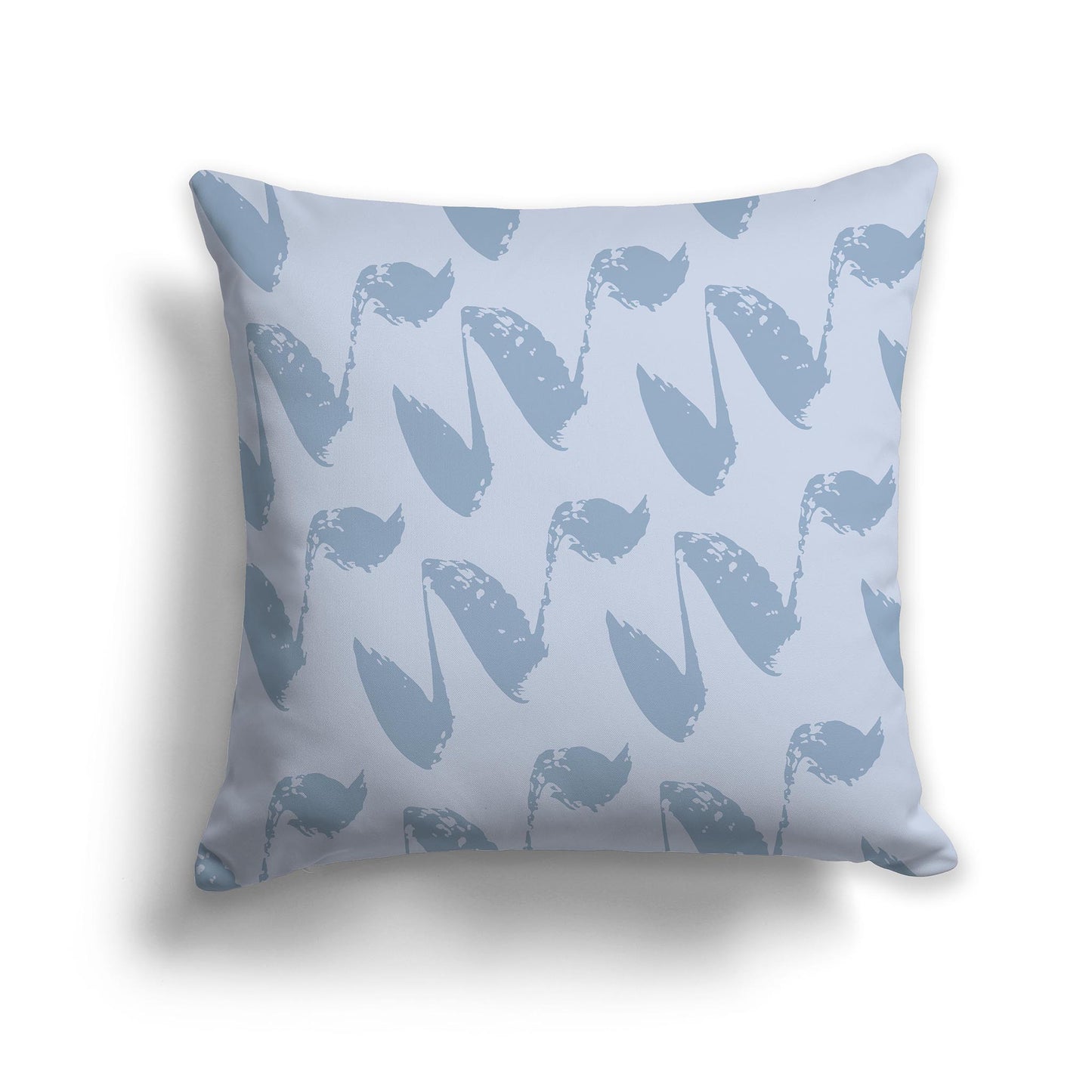 Square Throw Pillow with Medium Blue and Light Grey Squiggle Pattern