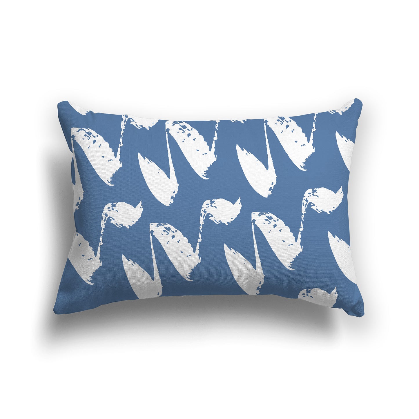 Lumbar Throw Pillow with Blue and White Squiggle Pattern