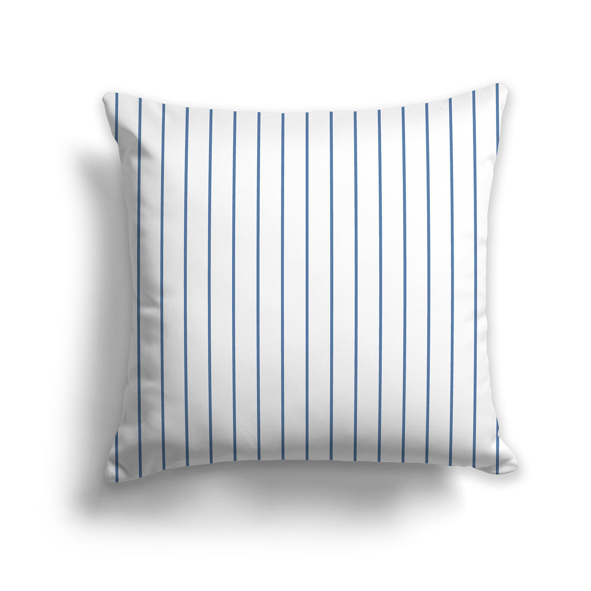 White Throw Pillow with Fine Vertical Blue Stripes on Front | Faux Suede | 26 x 26 inches