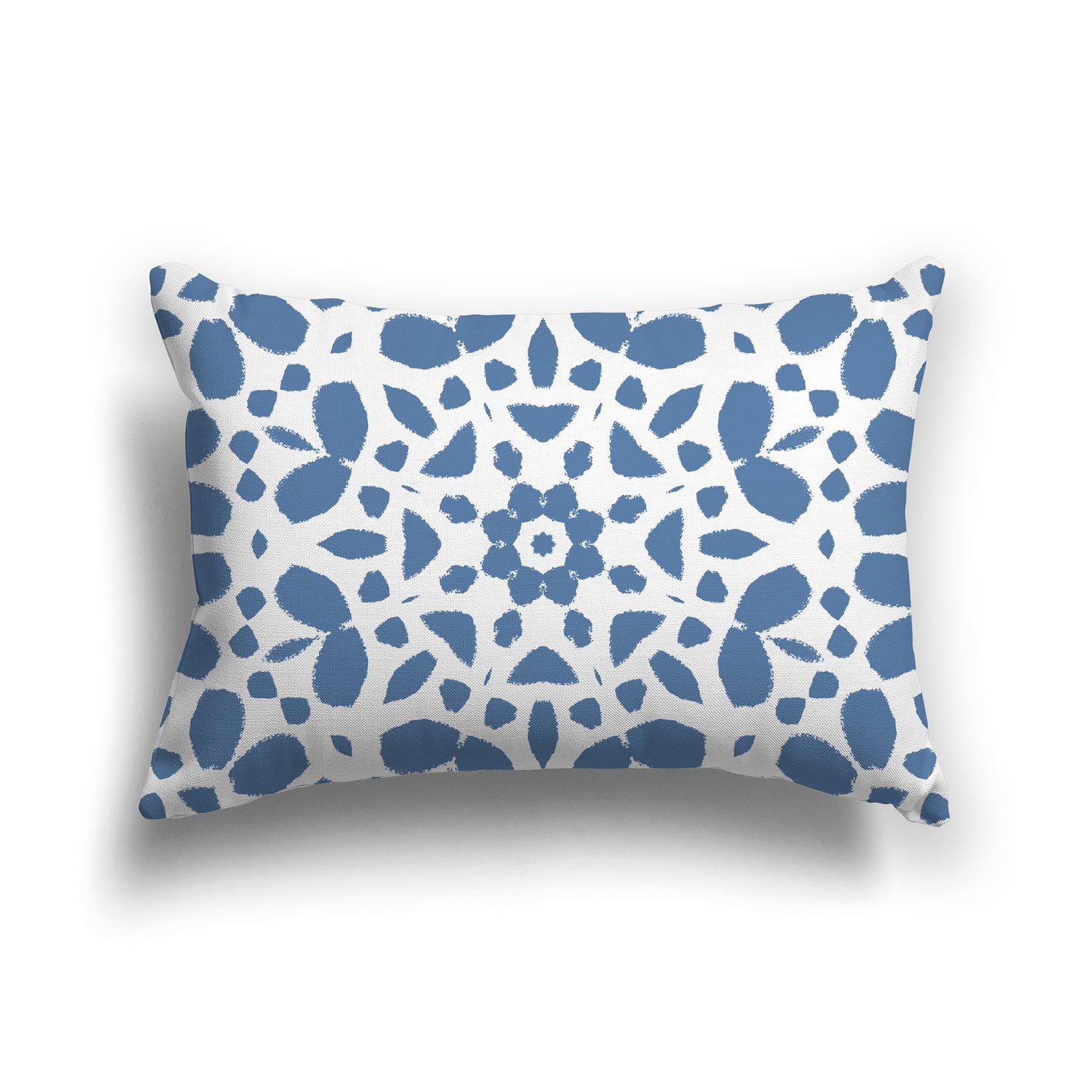 Lumbar Throw Pillow with Large White and Blue Circular Graphic