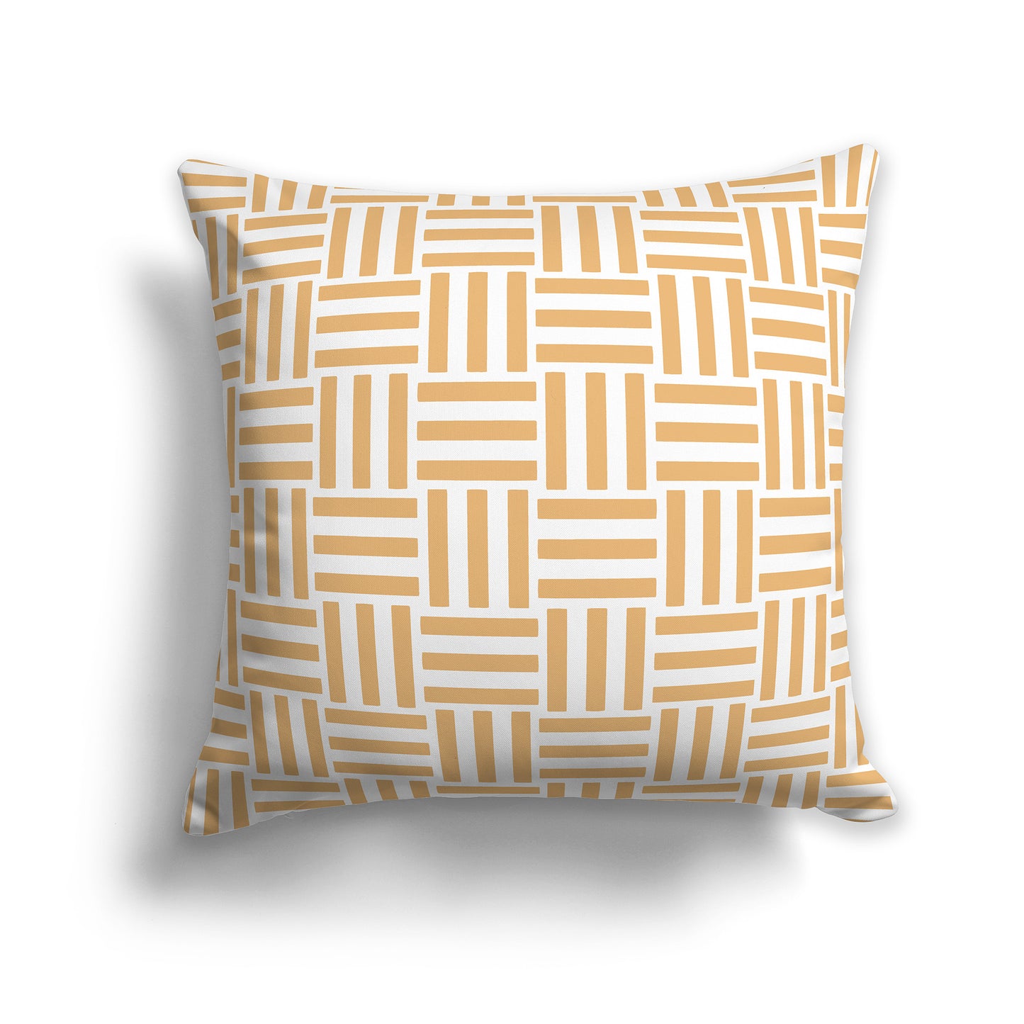 16 inch Throw Pillow with Orange and White Basket Weave Pattern