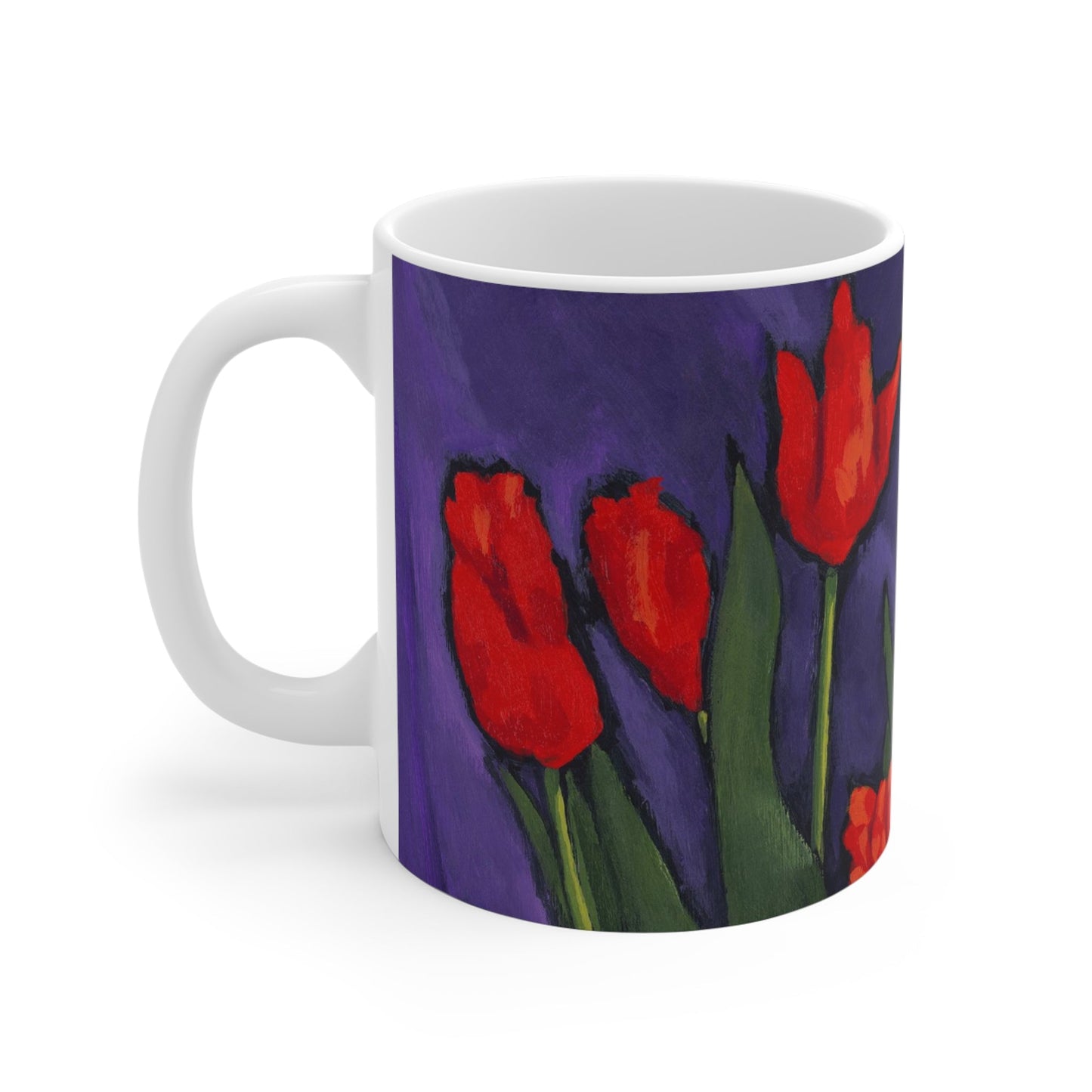11oz Fine Art Ceramic Mug | Red Tulips, CM-1110