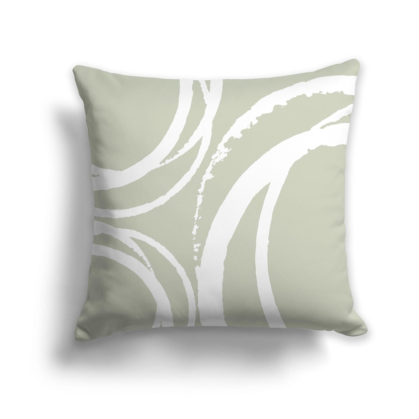 Square Throw Pillow with Pale Green and White Abstract Circles