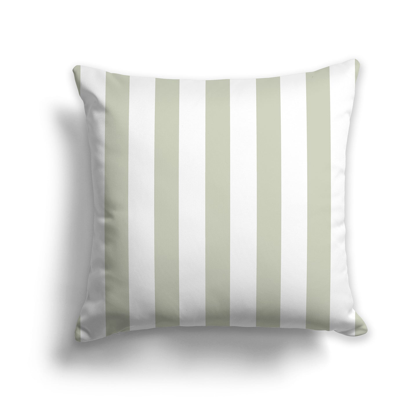 16 inch Throw Pillow with Thick Pale Green and White Vertical Bars