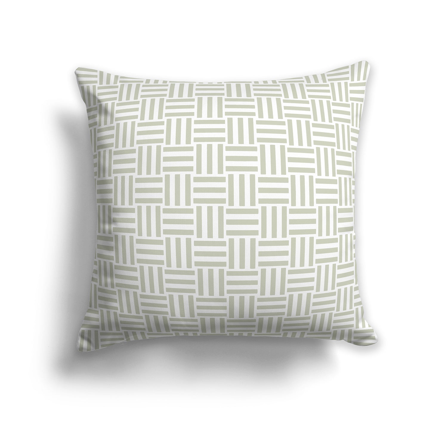 White Throw Pillow with Pale Green Basket Weave Pattern on Both Sides | Faux Suede | 26 x 26 inches