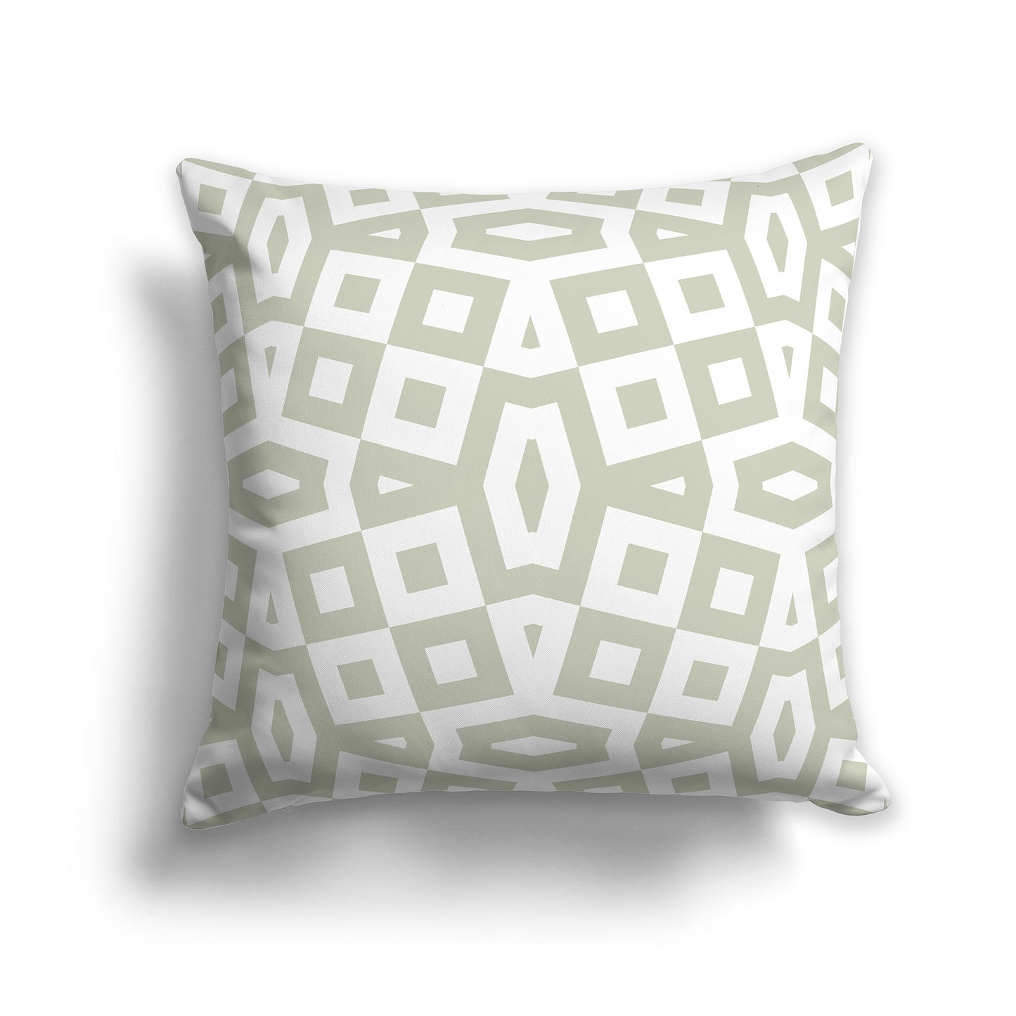 16 inch Throw Pillow with Pale Green and White Geometric Pattern