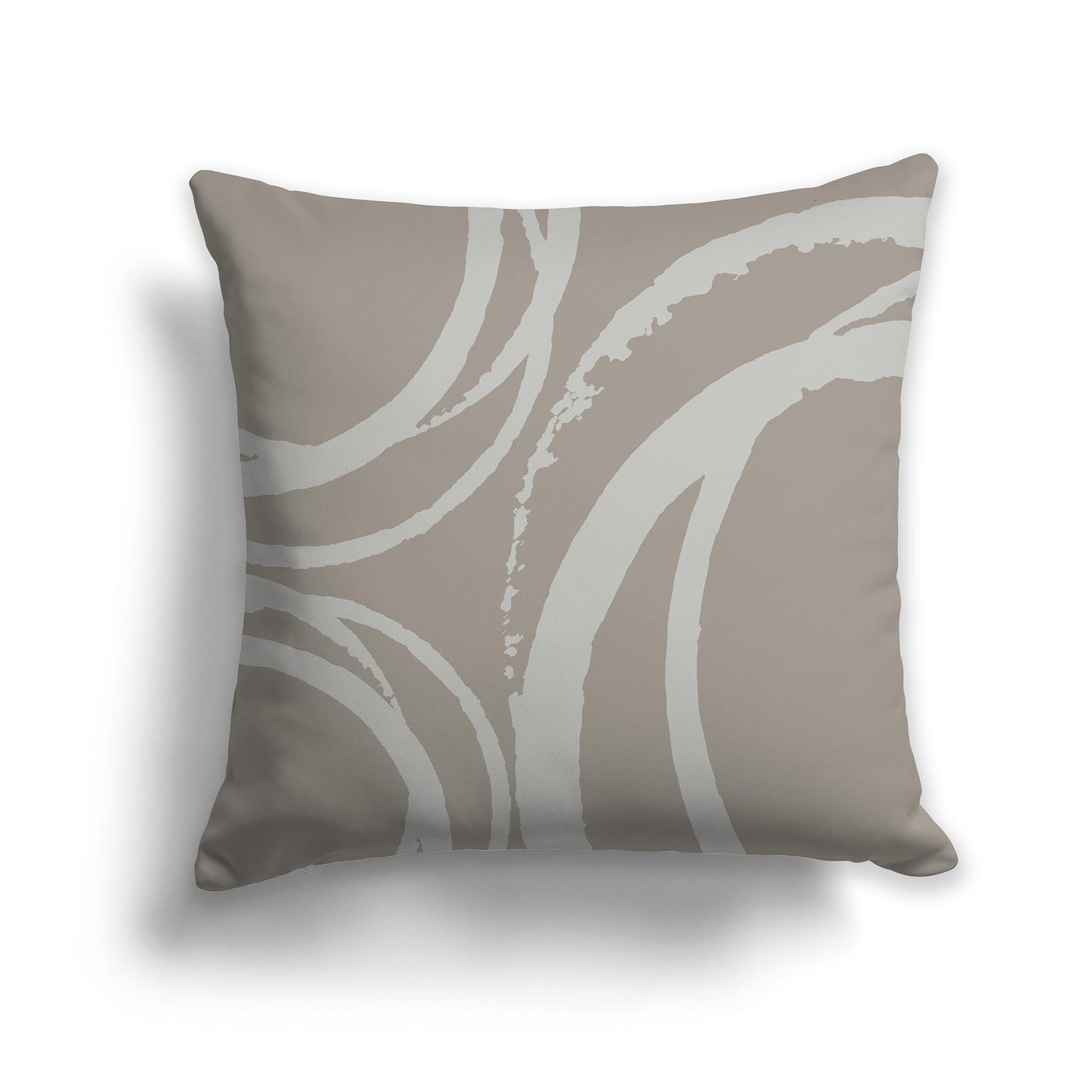 Square Throw Pillow with Brown and Grey-green Abstract Circles