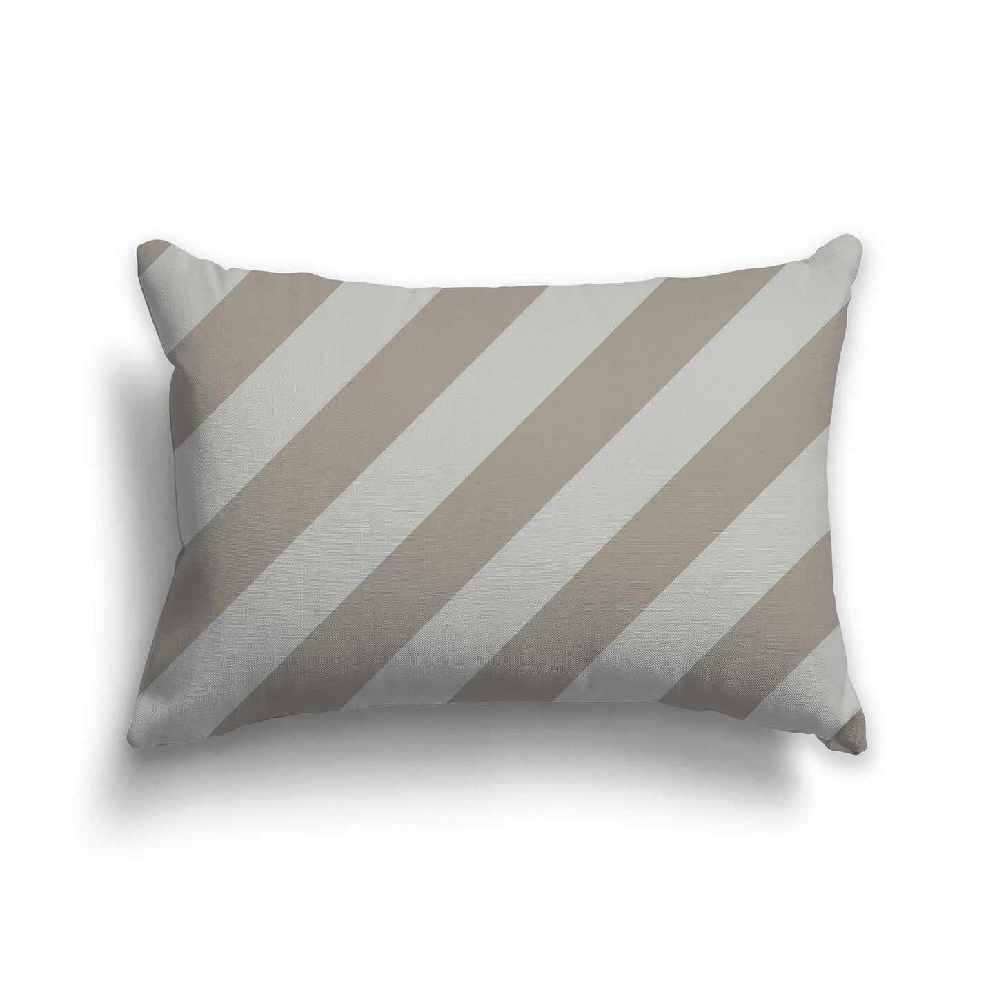 Lumbar Throw Pillow with Brown and Grey-green Diagonal Bars