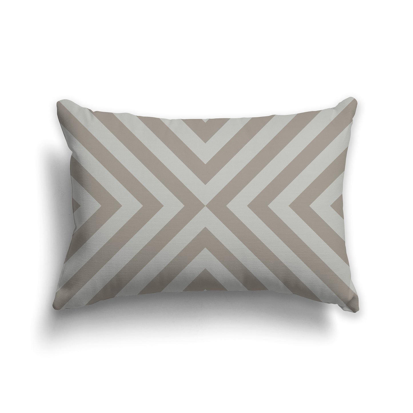 Lumbar Throw Pillow with Brown and Grey-green Radiating Diagonal Bars