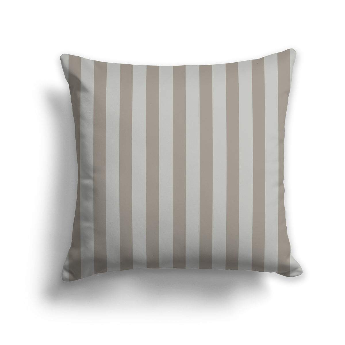 Grey-green Throw Pillow with Brown Vertical Bars on Front | Faux Suede | 26 x 26 inches