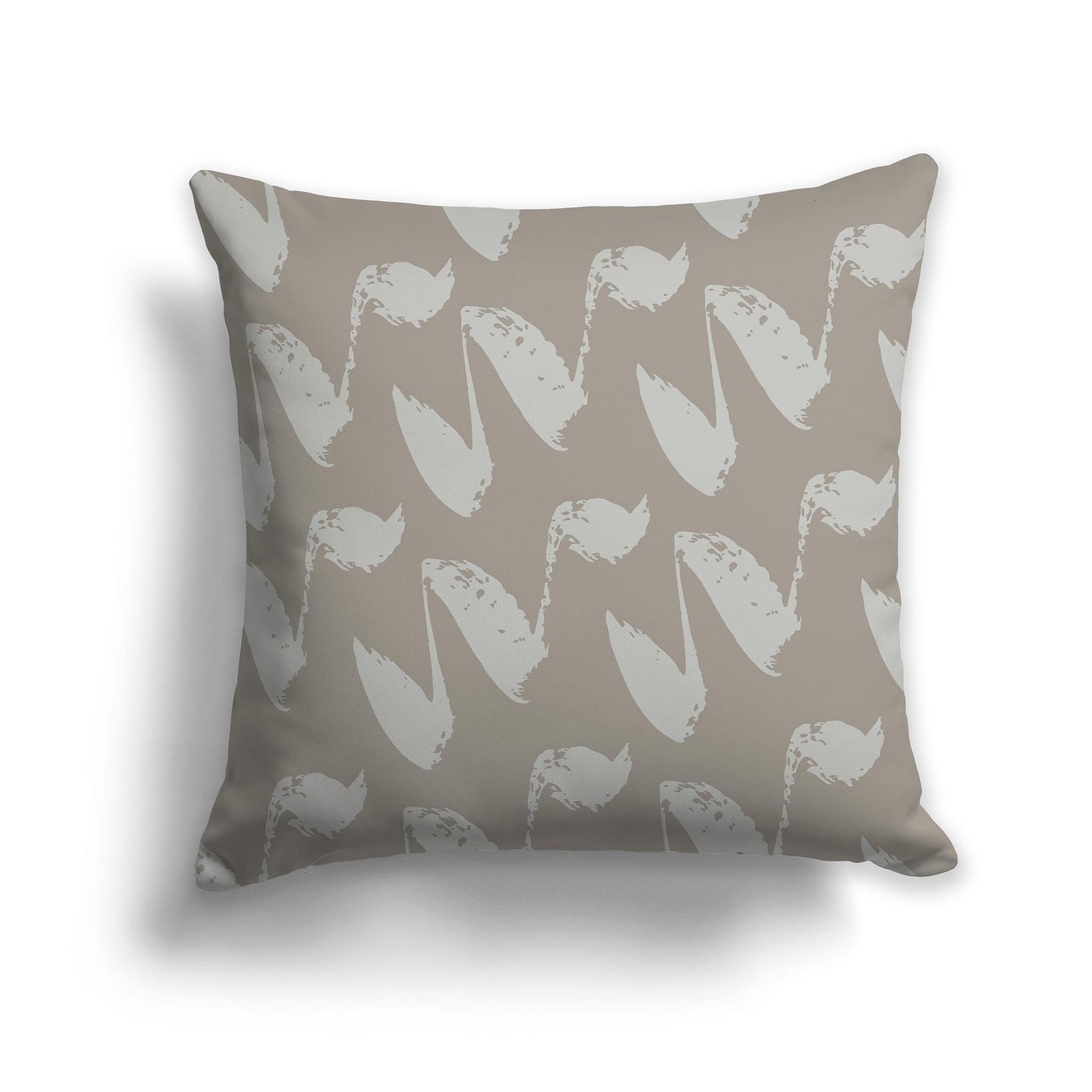 Square Throw Pillow with Brown and Grey-green Squiggle Pattern