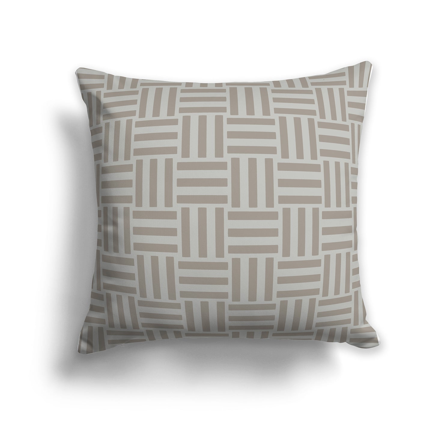 16 inch Throw Pillow with Brown and Grey-green Basket Weave Pattern
