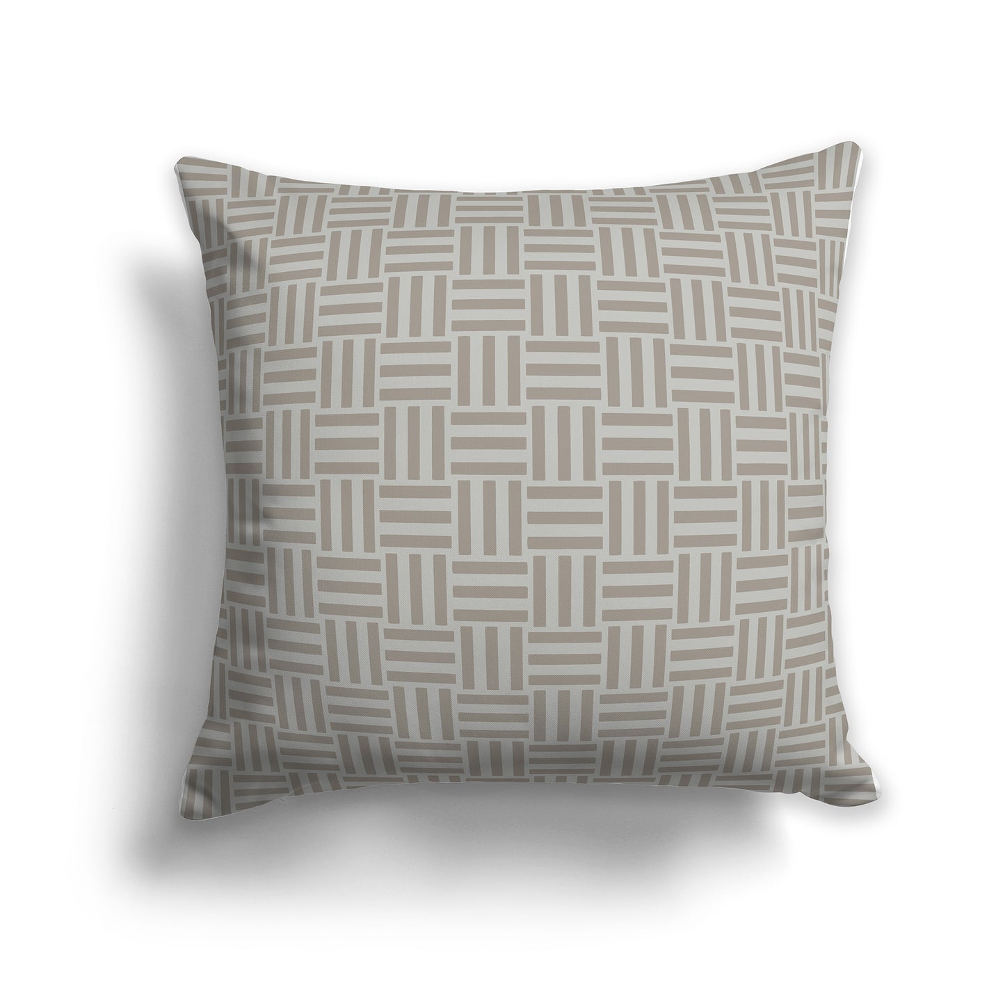 Throw Pillow with Brown and Grey-green Basket Weave Pattern on Both Sides | Faux Suede | 26 x 26 inches