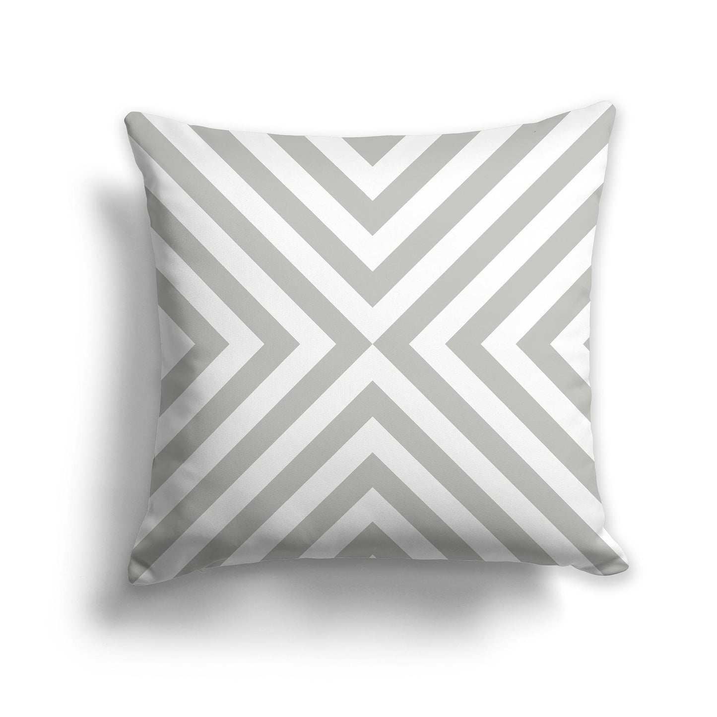 Square Throw Pillow with Grey and White Diagonal Bars