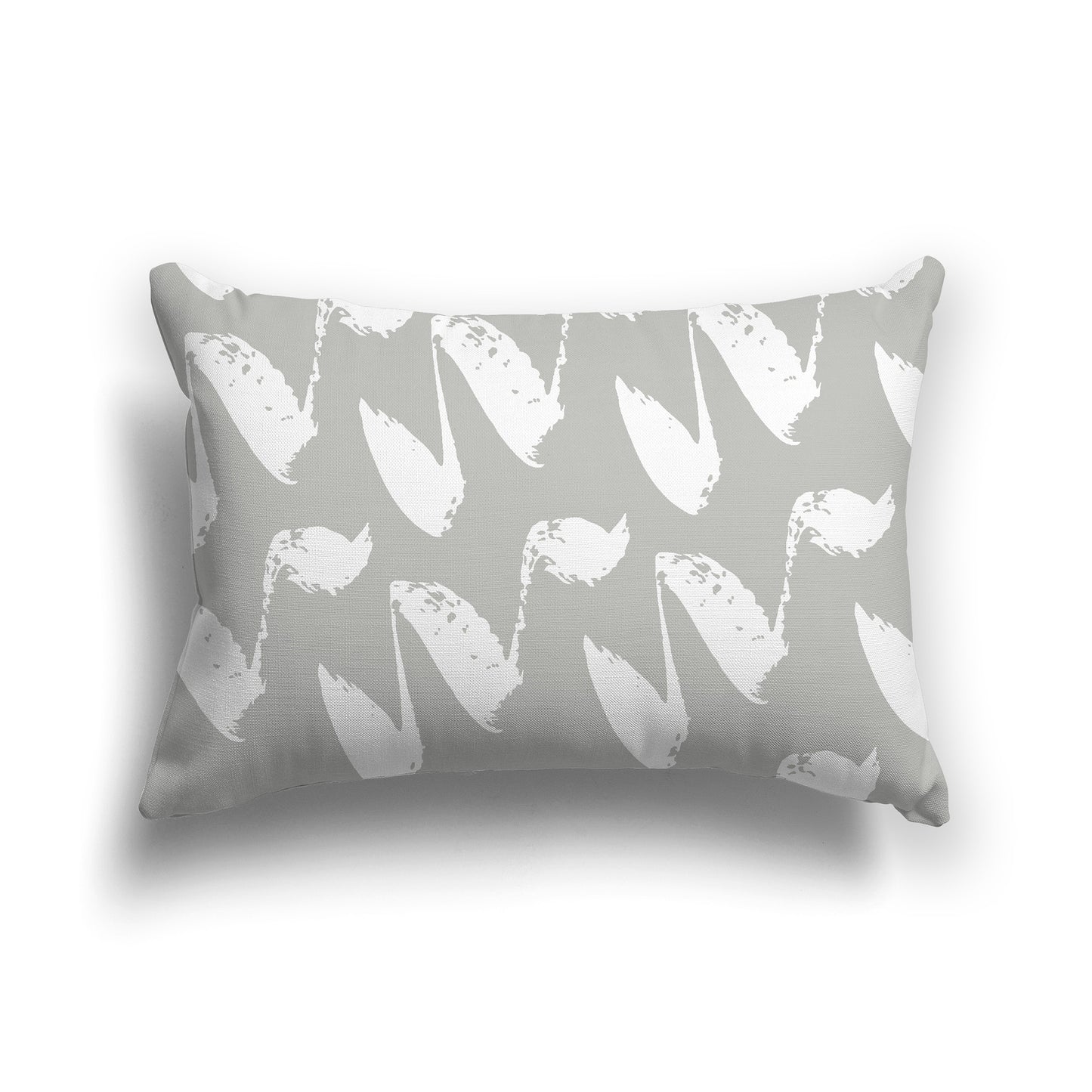 Grey Lumbar Throw Pillow with White Squiggle Pattern