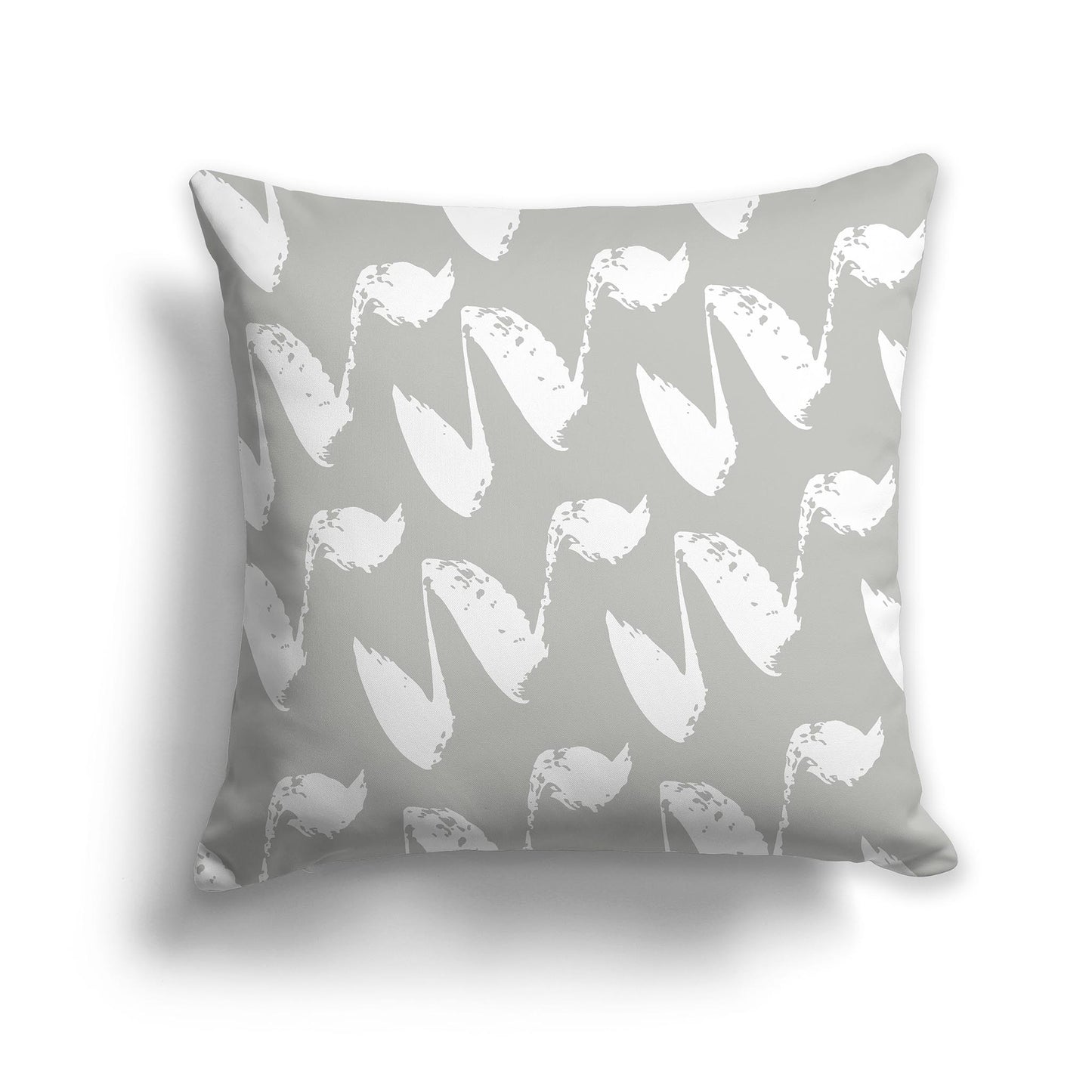 Grey Square Throw Pillow with White Squiggle Pattern