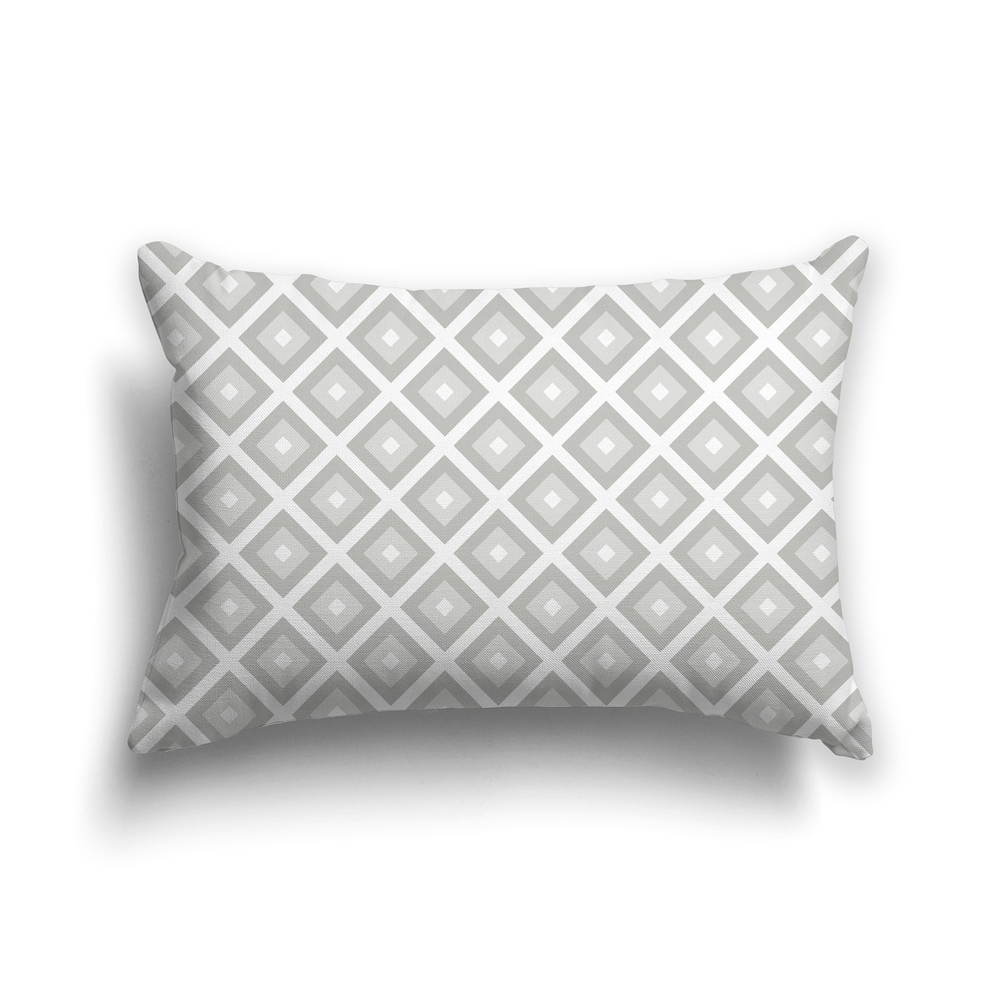 20x14 inch Lumbar Throw Pillow with Two-tone Grey and White Square Repeat Pattern