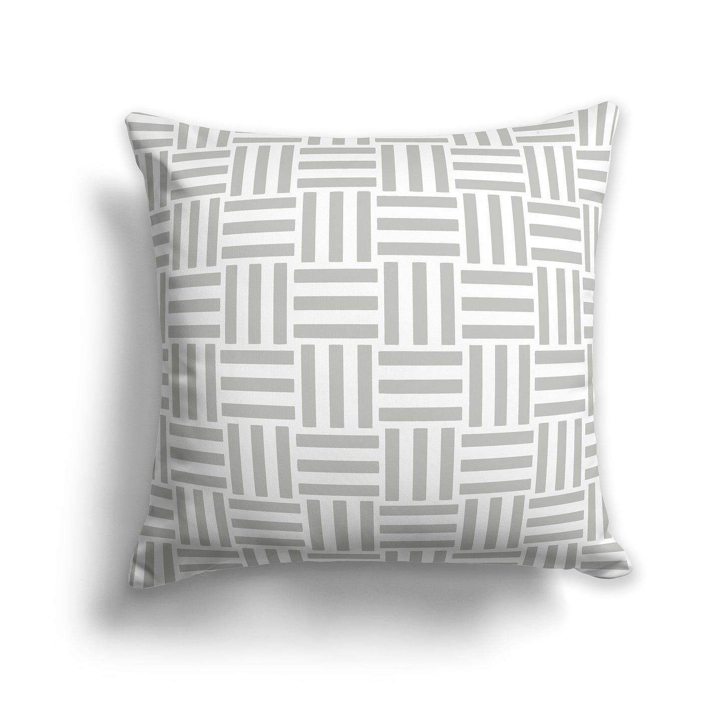 16 inch Throw Pillow with White and Grey Basket Weave Pattern