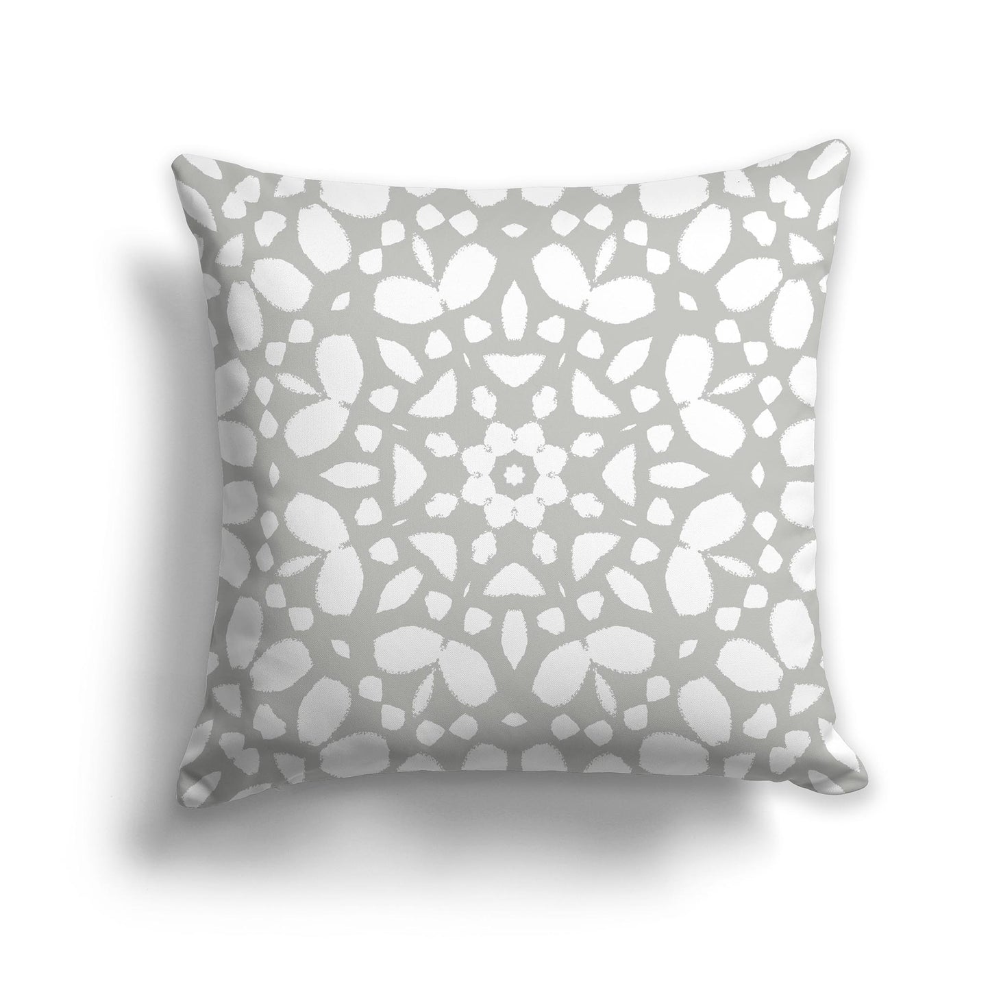 Grey Square Throw Pillow with Large White Circular Graphic