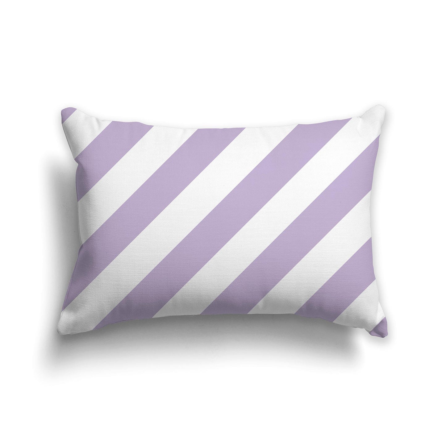Lumbar Throw Pillow with Mauve and White Diagonal Bars